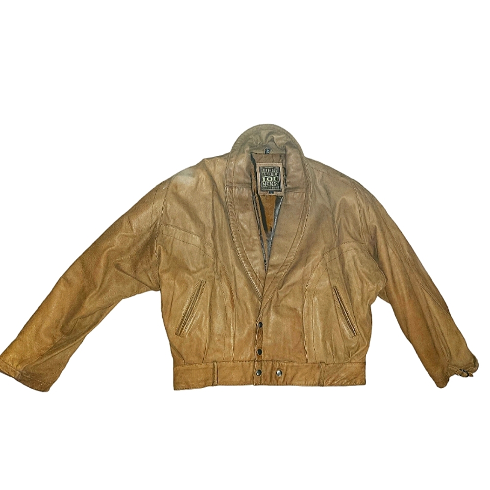 RARE Vintage Copper 100% Authentic Leather Bomber Jacket